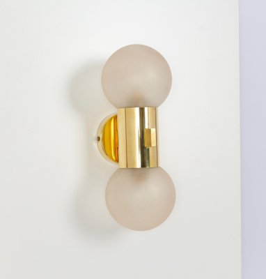 Brass and Satin Glass Sconces in the style of Sciolari, Germany, 1970s, Set of 2-UGR-1792740