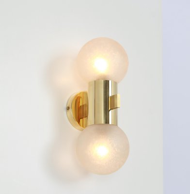 Brass and Satin Glass Sconces in the style of Sciolari, Germany, 1970s, Set of 2-UGR-1792740