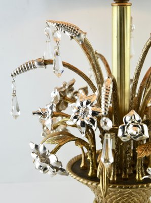 Brass and Silver Metal Flowers Bouquet in a Basket Lamp, 1960s-MJY-1148855