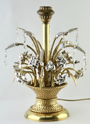 Brass and Silver Metal Flowers Bouquet in a Basket Lamp, 1960s-MJY-1148855