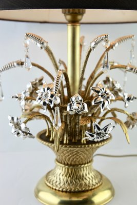 Brass and Silver Metal Flowers Bouquet in a Basket Lamp, 1960s-MJY-1148855