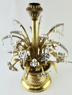 Brass and Silver Metal Flowers Bouquet in a Basket Lamp, 1960s-MJY-1148855