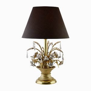 Brass and Silver Metal Flowers Bouquet in a Basket Lamp, 1960s-MJY-1148855