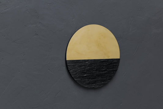 Brass and Slate Sculpted Mirror by Frederic Saulou