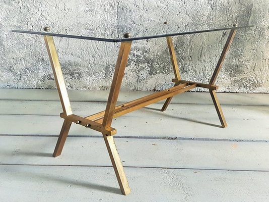 Brass and Smoke Glass Table from Maison Jansen, Italy, 1960s-POM-1449630