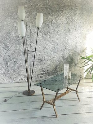 Brass and Smoke Glass Table from Maison Jansen, Italy, 1960s-POM-1449630