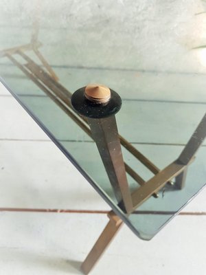 Brass and Smoke Glass Table from Maison Jansen, Italy, 1960s-POM-1449630