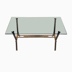 Brass and Smoke Glass Table from Maison Jansen, Italy, 1960s-POM-1449630