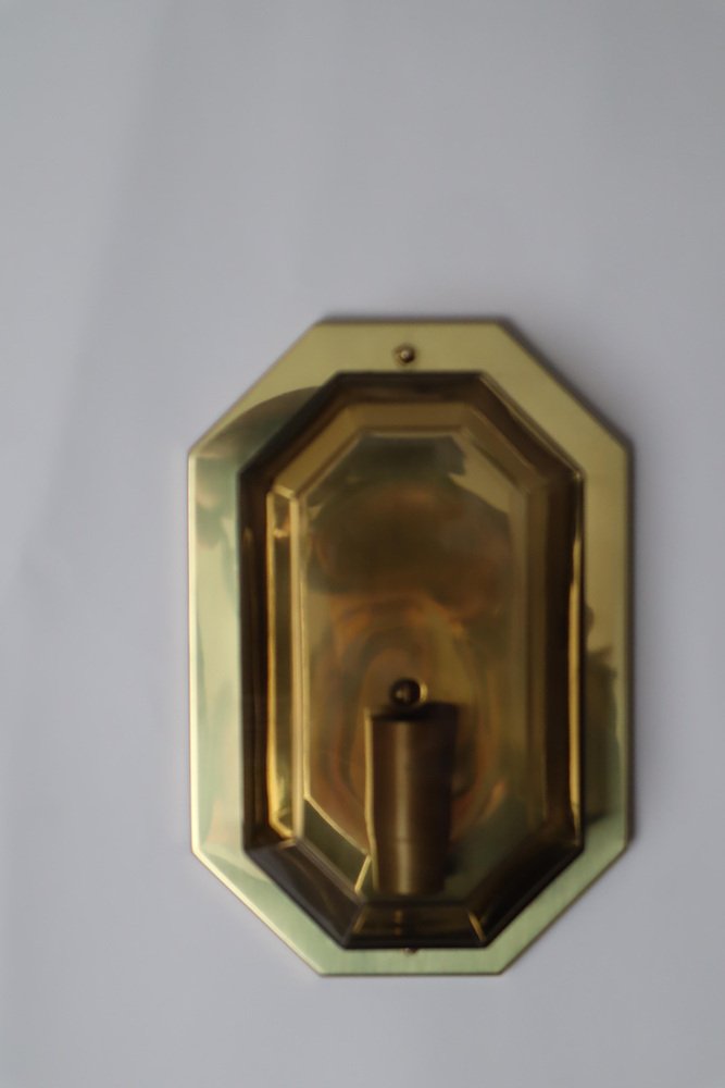 Brass and Smoke Glass Wall Lamp from Limburg Glashütte, 1980s