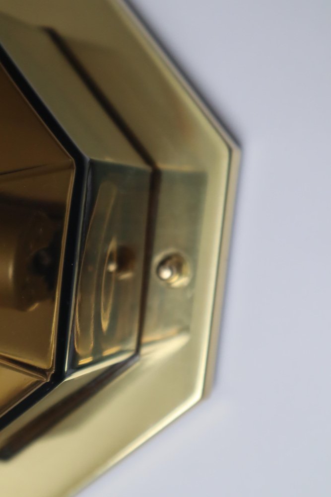 Brass and Smoke Glass Wall Lamp from Limburg Glashütte, 1980s