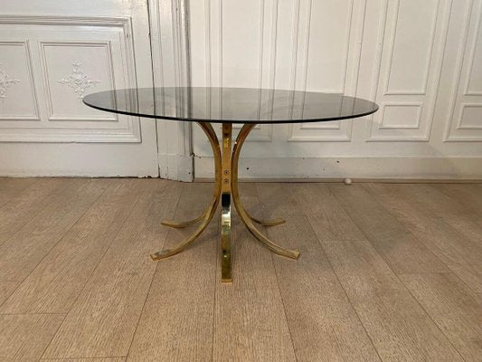 Brass and Smoked Glass Coffee Table-JG-1323271