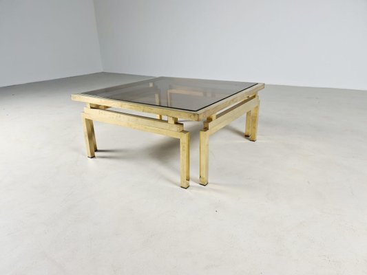 Brass and Smoked Glass Coffee Table, 1970s-UJI-899343