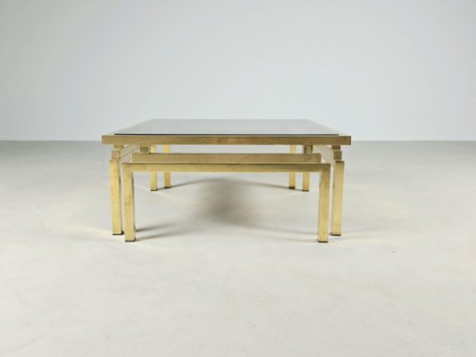 Brass and Smoked Glass Coffee Table, 1970s-UJI-899343