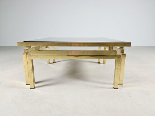 Brass and Smoked Glass Coffee Table, 1970s-UJI-899343