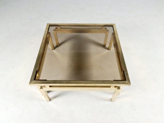 Brass and Smoked Glass Coffee Table, 1970s-UJI-899343