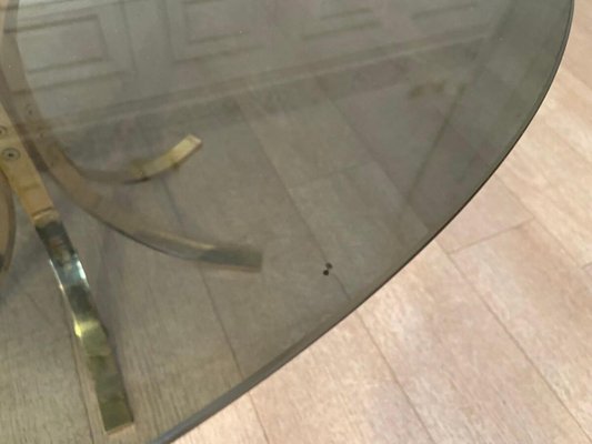 Brass and Smoked Glass Coffee Table-JG-1323271