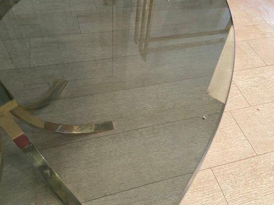 Brass and Smoked Glass Coffee Table-JG-1323271