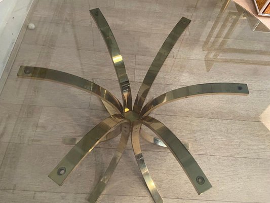 Brass and Smoked Glass Coffee Table-JG-1323271