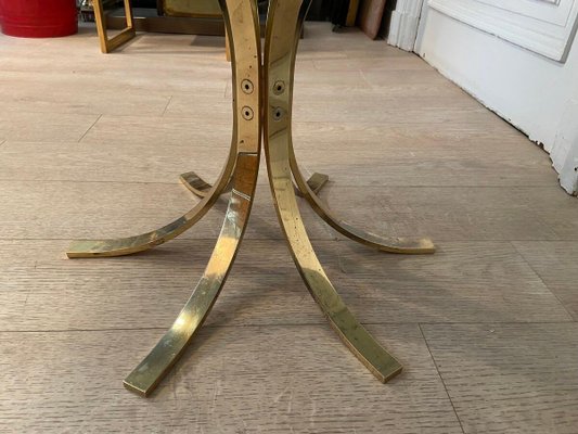 Brass and Smoked Glass Coffee Table-JG-1323271