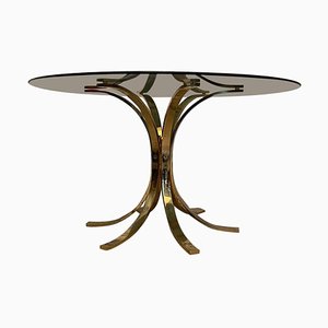 Brass and Smoked Glass Coffee Table-JG-1323271