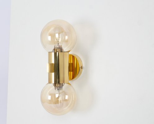 Brass and Smoked Glass Sconces in the style of Sciolari, Germany, 1970s, Set of 2-UGR-1791984