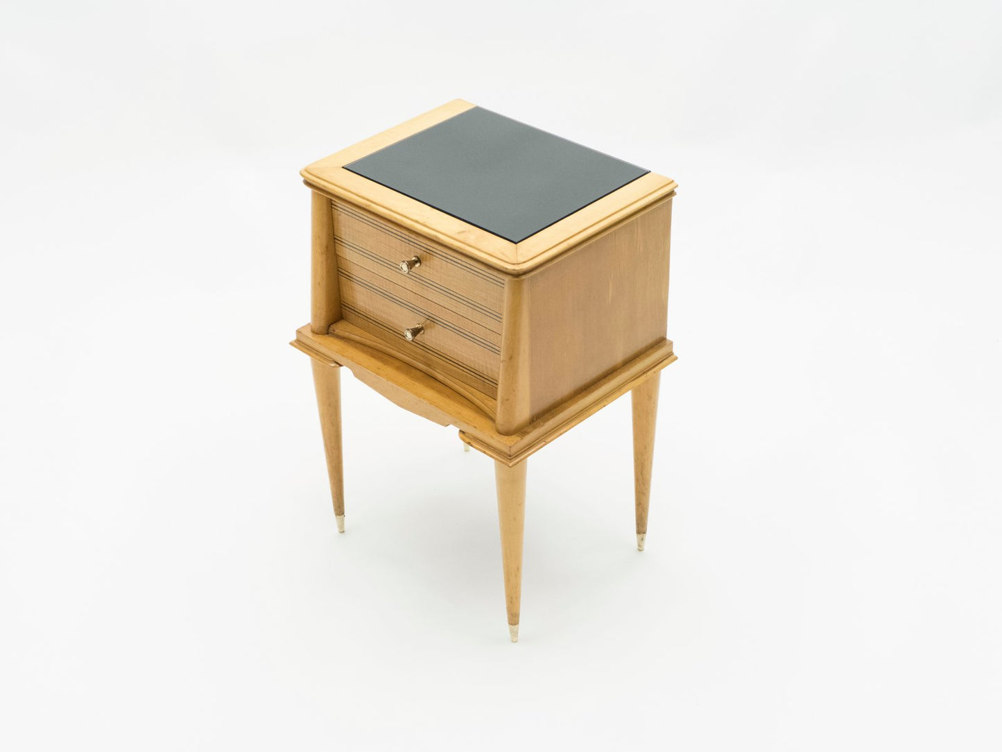 Brass and Sycamore Nightstands Attributed to Suzanne Guiguichon, 1950s, Set of 2-YJA-713781