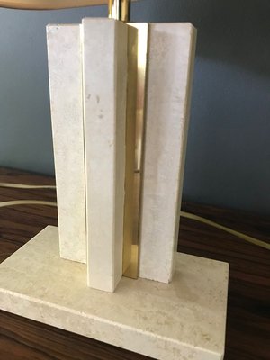 Brass and Travertine Table Lamps, 1970s, Set of 2-XQY-737344