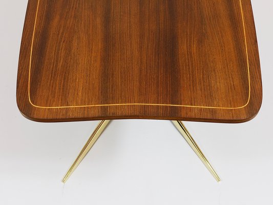 Brass and Walnut Coffee Table attributed to Oswald Haerdtl for Hagenauer, Vienna, Austria, 1950s-MWV-1751063