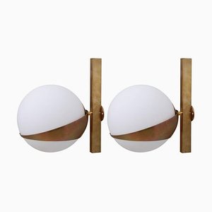 Brass and White Glass Sconce in the Style of Stilnovo-VLZ-631900