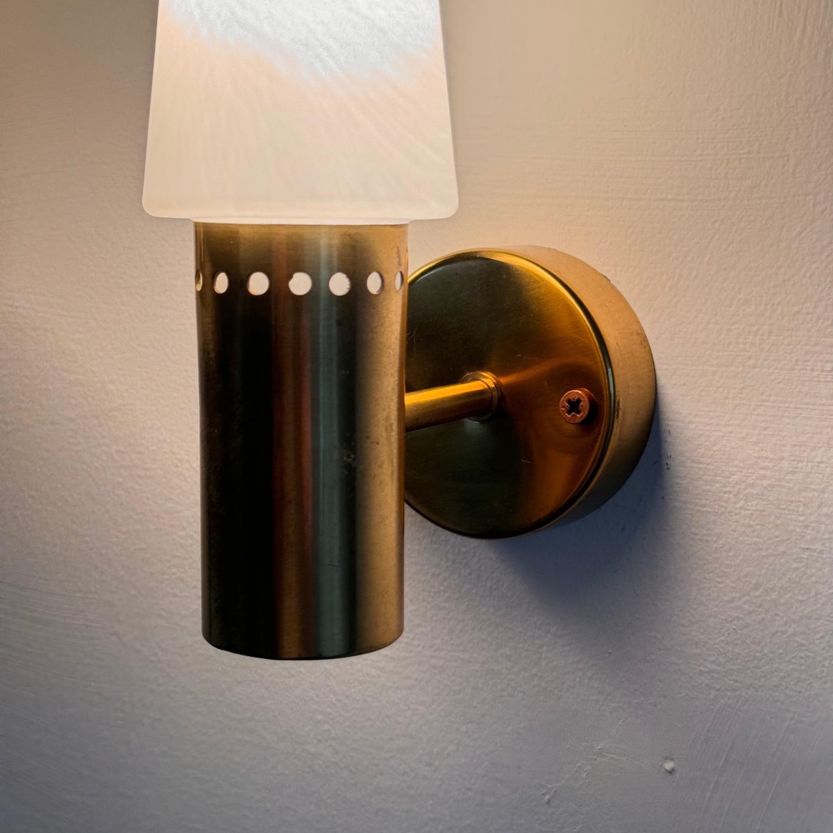 Brass and White Opaline Glass Wall Lights from Hans-Agne Jakobsson Ab Markaryd, Sweden, 1960s, Set of 2