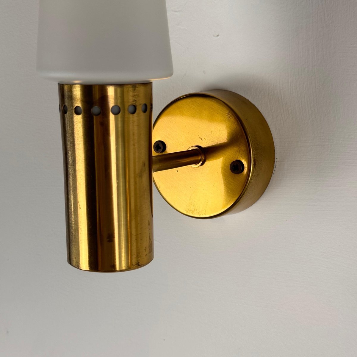 Brass and White Opaline Glass Wall Lights from Hans-Agne Jakobsson Ab Markaryd, Sweden, 1960s, Set of 2