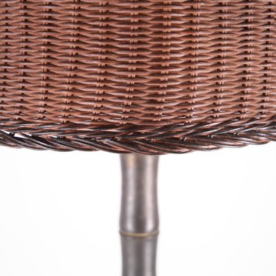 Brass and Wicker Floor Lamp, 1970s-DSC-2020423