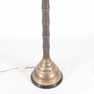 Brass and Wicker Floor Lamp, 1970s-DSC-2020423