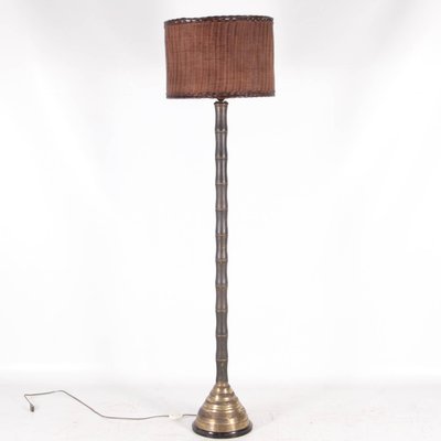 Brass and Wicker Floor Lamp, 1970s-DSC-2020423