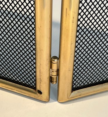 Brass and Wire Mesh Fireguard, 1970s-BA-1461520