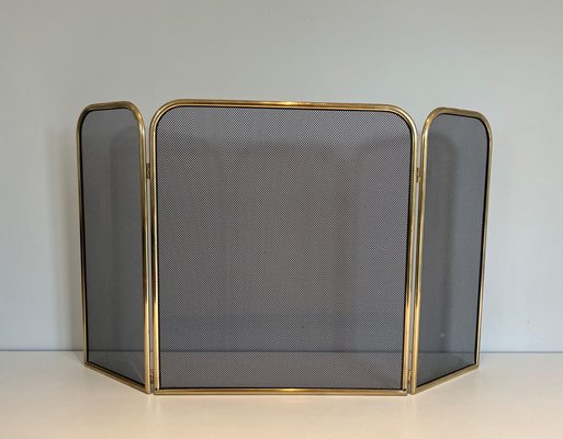 Brass and Wire Mesh Fireguard, 1970s-BA-1461520