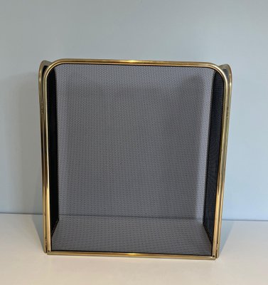 Brass and Wire Mesh Fireguard, 1970s-BA-1461520