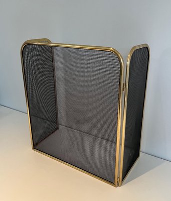 Brass and Wire Mesh Fireguard, 1970s-BA-1461520