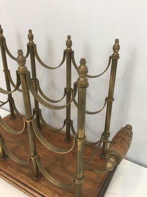 Brass and Wood Bottle Rack, 1960s-BA-658232