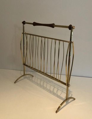 Brass and Wood Magazine Rack-BA-1000919