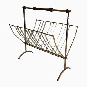 Brass and Wood Magazine Rack-BA-1000919