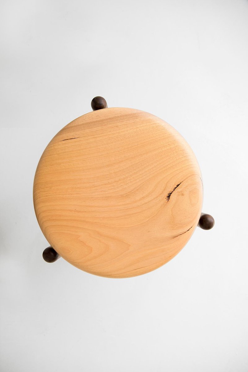 Brass and Wood Sculpted Stool, Leandro Garcia, Contemporary Brazil Design