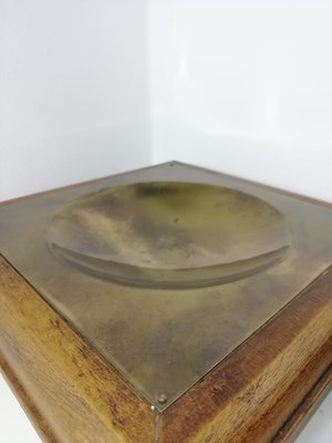 Brass and Wood Tidy Trays or Vide-Poches, 1950s, Set of 2-HNE-1421621