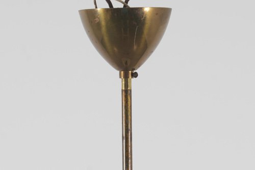 Brass and Worked Glass Suspension Lamp by Max Ingrand for Fontana Arte, Italy, 1940s