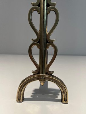 Brass and Wrought Iron Chenets in the style of Raymond Subes, 1940s, Set of 2-BA-1516227