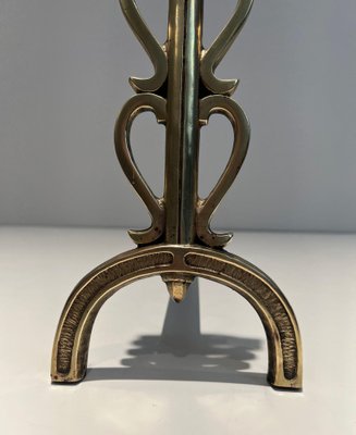 Brass and Wrought Iron Chenets in the style of Raymond Subes, 1940s, Set of 2-BA-1516227