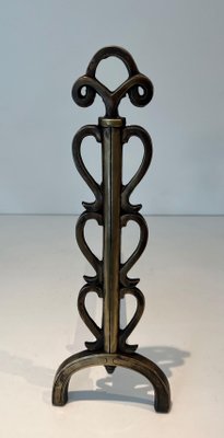 Brass and Wrought Iron Chenets in the style of Raymond Subes, 1940s, Set of 2-BA-1787267