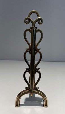 Brass and Wrought Iron Chenets in the style of Raymond Subes, 1940s, Set of 2-BA-1516227