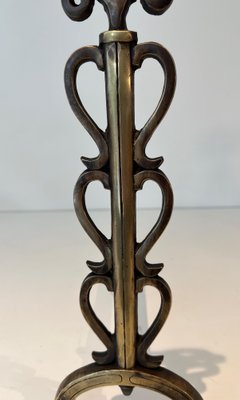 Brass and Wrought Iron Chenets in the style of Raymond Subes, 1940s, Set of 2-BA-1787267