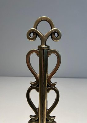 Brass and Wrought Iron Chenets in the style of Raymond Subes, 1940s, Set of 2-BA-1516227